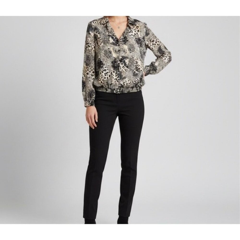 Vintage Toni Marie For Sissies Sportswear Black Animal Print Blouse Size 16